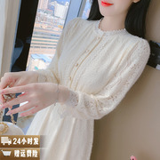 蕾丝连衣裙女春秋冬季2023年内搭长袖小个子打底名媛气质