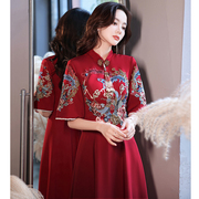 旗袍敬酒服高级感红色小个子中式新娘服高端轻奢小众订婚礼服夏季