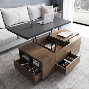 可折叠升降创意茶几餐桌，两用一体式伸缩小户型饭桌，客厅多功能家用