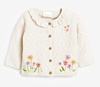英国next童装春秋，女宝宝米色花卉刺绣，针织毛衣开衫