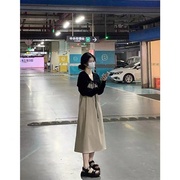 法式复古吊带连衣裙女夏季设计感小众高级感茶歇抹胸长裙两件套装