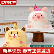 网红卡通烘焙蛋糕装饰软胶，小猪小熊小兔子，摆件儿童生日小动物装扮