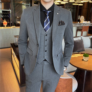 西服套装男士三件套韩版青年时尚职业正装伴郎商务新郎结婚礼服
