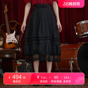 D-HARRY/迪哈利夏季黑色长裙半身裙女士A字裙DH222M95093D