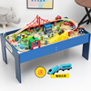 木质火车轨道玩具兼容米兔BRIO带桌子积木拼装益智儿童电动车