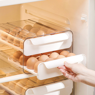 鸡蛋收纳盒抽屉式冰箱用食品级，鸡蛋架托专用家用保鲜厨房整理神器