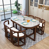 大理石餐桌椅组合家用现代简约小户型，长方形创意实木，饭桌6人餐桌