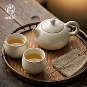 尚言坊 茶壶陶瓷米黄汝窑茶具套装西施壶小单个泡茶壶家用泡红茶