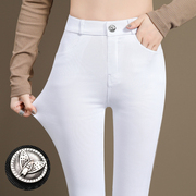 白色裤子夏季薄款女外穿打底裤，2023小个子高腰八分小脚铅笔裤