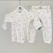 丽婴房新生婴儿天丝棉长袖内衣套装春夏超薄款系带和尚空调服睡衣