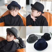 儿童帽子秋冬男童礼帽针织，毛呢爵士帽，时尚洋气中小童韩版帽子