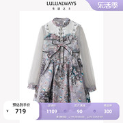 lulualways商场同款秋季时尚优雅网纱蝴蝶结，宫廷风公主连衣裙