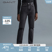 GANT甘特女士时尚复古破洞休闲直筒高腰九分裤牛仔裤4100142