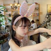 儿童演出女童兔子发卡发箍可爱蝴蝶结头饰小女孩，兔耳朵头箍夏季