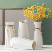 白色花瓶北欧风格现代简约ins风向日葵干花花屏，陶瓷插花摆件客厅