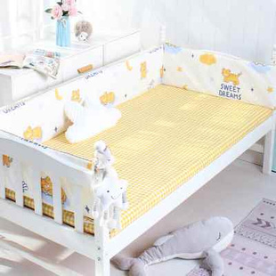 宝宝床上用品儿童床床围婴儿床品，防撞拼接床床围挡布全棉(布，全棉)纯棉套件