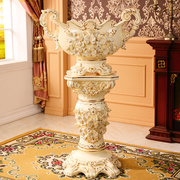 杜兰朵 欧式落地花瓶摆件奢华客厅复古大号花盆陶瓷罗马柱装饰品
