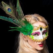 万圣节孔雀羽毛半脸面具化妆舞会演出公主成人派对美女眼罩道具