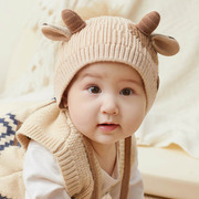 宝宝婴幼儿童可爱超萌韩版针织护耳帽婴儿毛线套头帽帽子秋冬