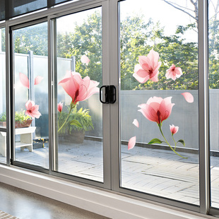 客厅推拉门装饰玻璃贴纸小图案创意，阳台门贴画自粘双面色窗贴窗花