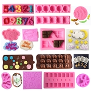 翻糖蛋糕装饰巧克力硅胶模具心形爱心立体浮雕数字字母麻将棒棒糖