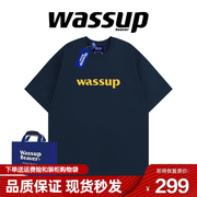 WASSUP BEAVER基础字母短袖T恤男女夏季情侣装半袖上衣