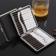 超薄创意男士烟盒，20支装便携式皮质香菸盒金属，烟夹防汗个性