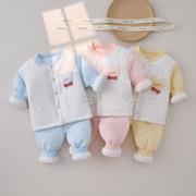 婴儿夹棉套装纯棉棉服加厚棉裤分体保暖衣宝宝棉衣服冬装三四个月