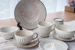 日本进口陶瓷 美浓烧复古粗陶粉引茶杯ZAKKA马克杯咖啡杯汤碗
