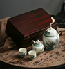 2021高档竹盒茶具组陶瓷罐茶叶包装盒绿茶龙井礼盒装空盒套装组合