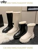 东北大棉长筒靴女冬季2023加绒加厚高筒，长靴厚底雪地棉短靴子