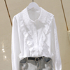 设计感白色衬衫，女2024春韩版长袖棉布百搭宽松衬衣打底上衣女