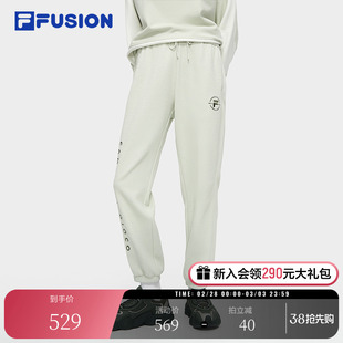 FILA FUSION斐乐潮牌女裤运动长裤春季提花束脚裤时尚卫裤休闲裤