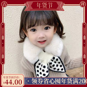 韩版毛绒波点领结围脖冬天冬季保暖围巾儿童女童宝宝加厚脖套加绒