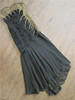 0221a黑色鱼尾裙抹胸，雪纺手工钉珠外贸，原单长款晚礼服裙宴会年会
