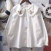 法式甜美重工刺绣娃娃领长袖，白衬衫女设计感小众独特别致纯棉上衣