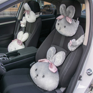 汽车座椅靠枕护颈枕车用颈枕腰靠车内一对可爱卡通兔子头枕靠垫女