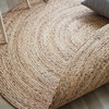 菲尔手工水草编织地毯圆形，北欧简约近黄麻地毯客厅卧室床边毯定制