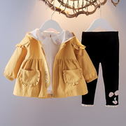 1-3岁女宝宝秋季套装2女童装韩版婴儿，衣服春秋季小女孩外套三件套