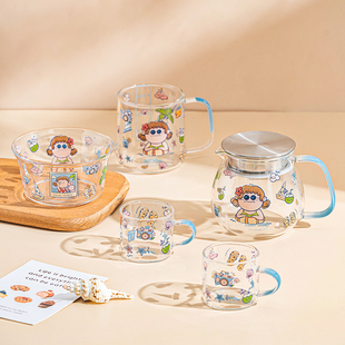 西比尔小厌妹玻璃茶壶茶杯套装耐高温家用煮茶壶玻璃碗杯子高颜值