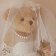 拖大尾婚纱情侣泰迪熊婚庆压床娃娃，婚纱关节熊婚礼(熊婚礼)甜品台装饰一对