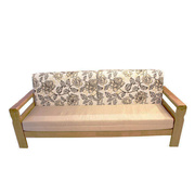 小户型柚木色原木色实木沙发，床三人位沙发，橡木沙发床布艺功能沙发