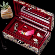 螺钿漆器首饰盒带锁公主欧式实木质手饰品收纳盒结婚礼物