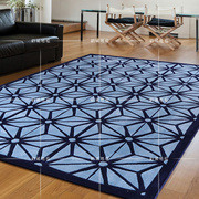 蓝色地中海样板间现代地毯客厅茶几沙发卧室床边手工腈纶地毯定制