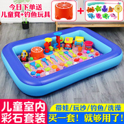 彩石沙儿童沙池室内玩具池，决明子沙池套装充气沙滩池宝宝家用围栏