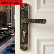 室内门锁全铜静音通z用型经典新中式复古古典美式金色，套装执手门.