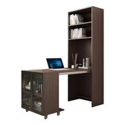 北欧书台书柜一体组合简约转角电脑桌，家用书桌伸缩书房家具套装
