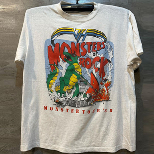 monstersofrock老牌金属，摇滚乐队周边短袖vintage美式复古t恤男