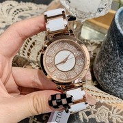  时尚女镜面表盘士手表潮流表带韩版陶瓷石英白色国产腕表