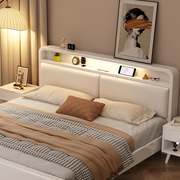 现代简约全实木床储物北欧1.5米1.8米奶油，风床白色双人床